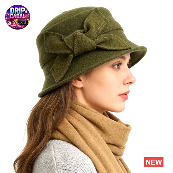 Wool Bucket Hat Vintage Floral Winter Dress Hat main image 7